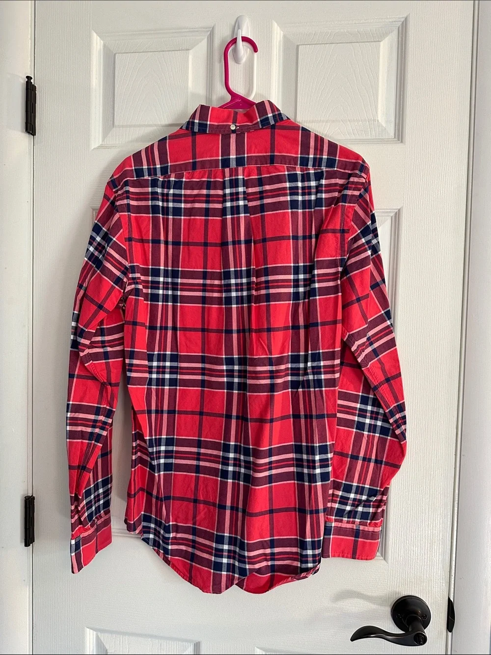 Polo by Ralph Lauren Slim Fit Red Plaid Button-Down Shirt with Navy Accents - M